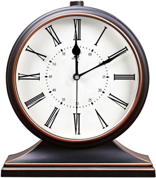 Desk Clock for Table Decor, Retro Mantel Clock Battery Operated for Fireplace Ma