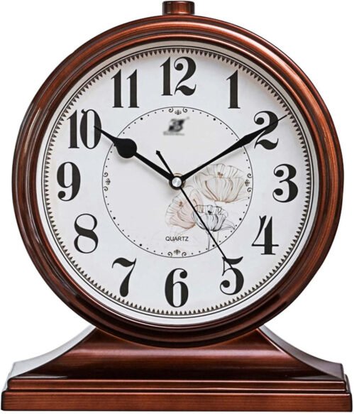 Desk Clock for Table Decor, Retro Mantel Clock Battery Operated for Fireplace Ma