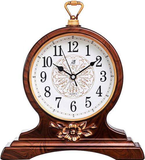 Desk Clock for Table Decor, Retro Mantel Clock Battery Operated for Fireplace Ma