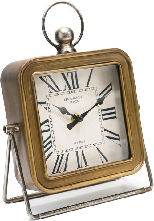 Desk Clocks, 9.5" Table Alarm Clocks for Shelf Bedroom Office, Vintage Metal ...