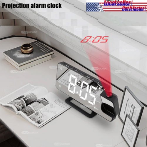 Desk Dual Alarm Clock LCD LED Digital Time Projection Snooze Timer USA