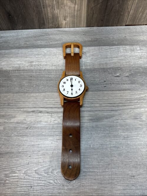 Desk Or Wall Clock Hand Made Wood Watch, Untested German Clock