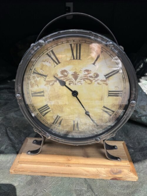 Desk Table Clock Distressed Mantel Clock Ornate Old World Style