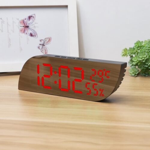 Desktop Bedroom Alarm Clock Geometric LED Mirror HOME OFFİCE WATCH USB FM Radio