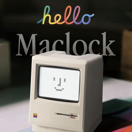 Desktop Digital Alarm Clock Retro 1984 Mac Pixel Art USB Rechargeable