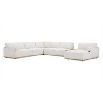 Destin 164 in. Straight Arm 5 Piece Modular LAF U Shaped Chenille Chaise Sectional
