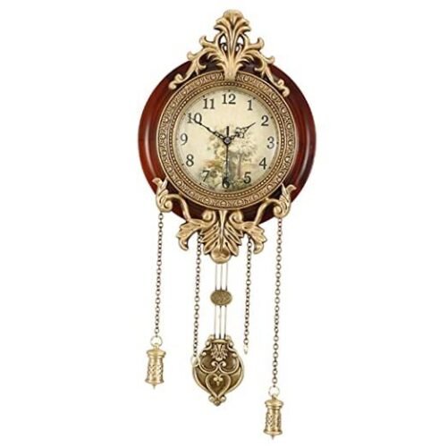 Dia 9-inch Retro Style Vintage Wood Indoor Wall Clock Floral-face 9.3 Inch