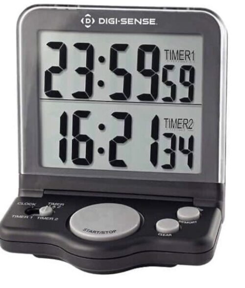Digi-Sense Dual-Display 2-Channel Jumbo-Digit Digital Clock/Timer "SHIPS FREE"