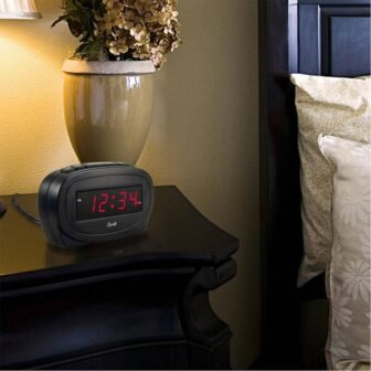 Digital 0.60 in. Red LED Electric Black Alarm Table Clock
