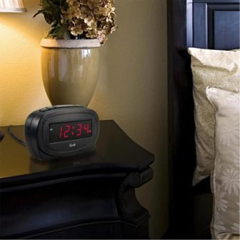 Digital 0.60 in. Red LED Electric Black Alarm Table Clock