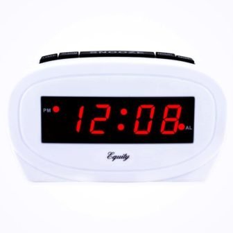 Digital 0.60 in. Red LED Electric White Alarm Table Clock