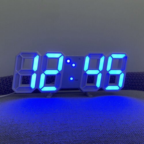Digital 3D LED Big Wall Desk Alarm Clock Snooze 12/24 Hours Auto Brightness USB