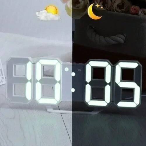 Digital 3D LED Big Wall Desk Alarm Clock Snooze 12/24 Hours Auto Brightness USB