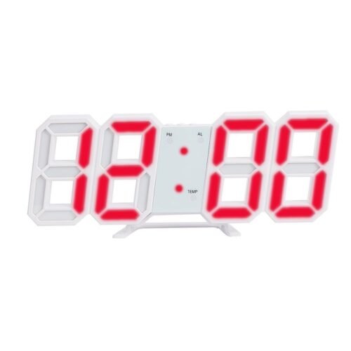 Digital 3D LED Big Wall Desk Alarm Clock Snooze 12/24 Hours Auto Brightness USB