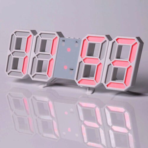 Digital 3D LED Big Wall Desk Alarm Clock Snooze 12/24 Hours Auto Brightness USB