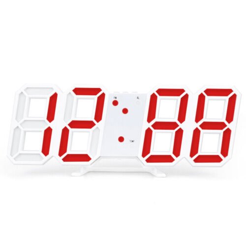Digital 3D LED Big Wall Desk Alarm Clock Snooze 12/24 Hours Auto Brightness USB✔