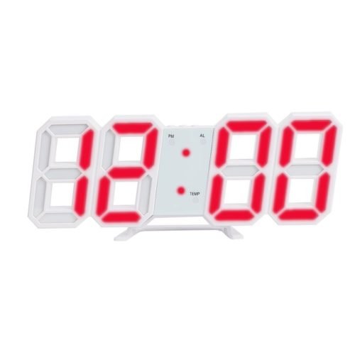 Digital 3D LED Big Wall Desk Alarm Clock Snooze 12/24 Hours Auto Brightness USB