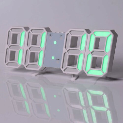 Digital 3D LED Big Wall Desk Alarm Clock Snooze 12/24 Hours Auto Brightness USB