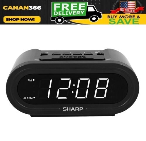 Digital Alarm Accuset Automatic Smart Clock Never Needs Setting Black-White LED