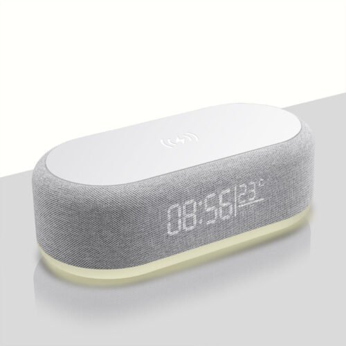 Digital Alarm Clock 15W Wireless Charger Stand With Temperature LED Night Light