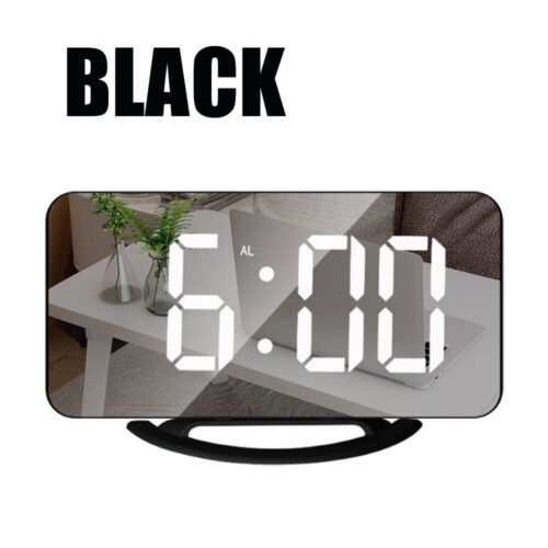 Digital Alarm Clock 6.5" Large LED Mirror Display Dual USB Charger Port Clocks