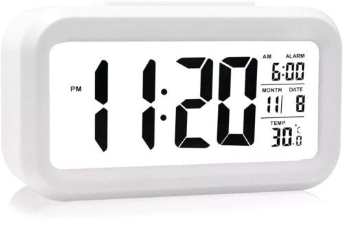 Digital Alarm Clock Battery Operated/Night Light/Indoor Temperature, Small Digit