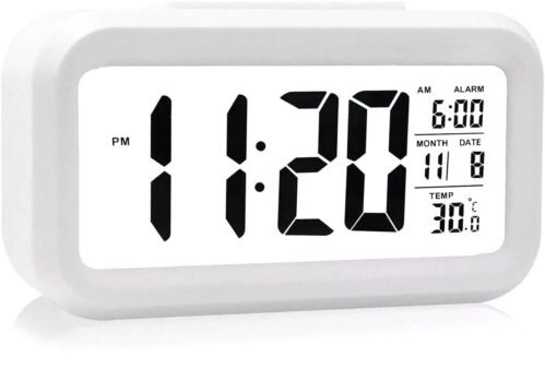 Digital Alarm Clock Battery Operated/Night Light/Indoor Temperature, Small Digit