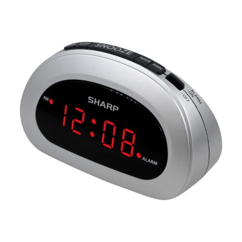 Digital Alarm Clock, Cosmic Silver, Easy to Set Controls, Red LED Display