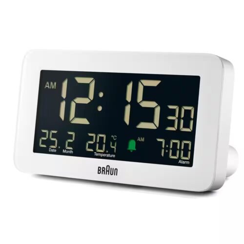 Digital Alarm Clock, Date, Month and Temp. Displ., Negative LCD Display, Quick S
