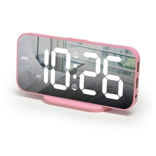 Digital Alarm Clock, Dual Alarms with Snooze,Alarm Clocks for Girls, Pink