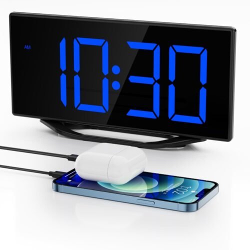 Digital Alarm Clock for Bedroom Bedside Large Big Numbers Display with Bright...