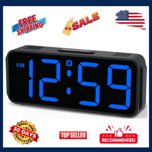 Digital Alarm Clock for Bedrooms - Plug in Electric Clock Big Numbers for Desk