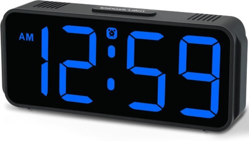 Digital Alarm Clock for Bedrooms - Plug in Electric Clock Big Numbers for Desk
