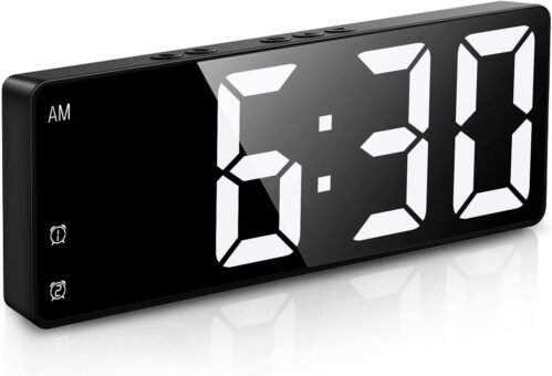 Digital Alarm Clock, [Newest] LED Alarm Clock, Large Display Desk Clock with Tem
