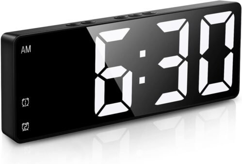 Digital Alarm Clock, [Newest] LED Alarm Clock, Large Display Desk Clock with Tem