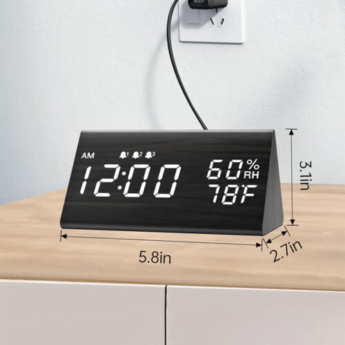 Digital Alarm Clock, [Newest] LED Alarm Clock, Large Display Desk Clock with Tem