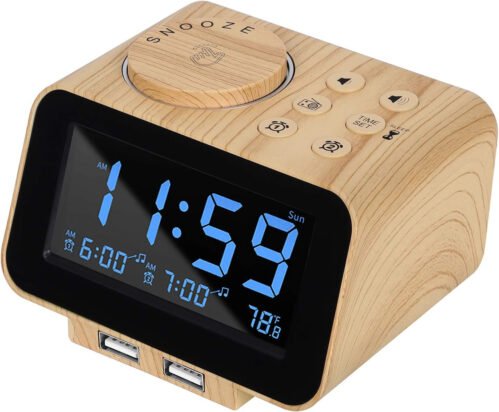 Digital Alarm Clock Radio - 0-100% Dimmer, Dual Alarm with Weekday/Weekend Mode,