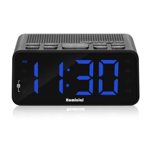 Digital Alarm Clock Radio with AM/FM Radio, Multi-Colors 1.4” LED Digits, Pre...