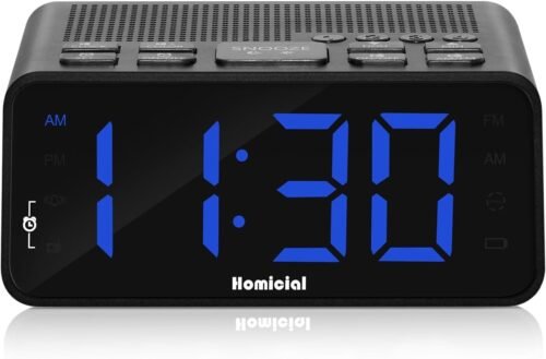 Digital Alarm Clock Radio with AM/FM Radio, Multi-Colors 1.4” LED Digits, Pres