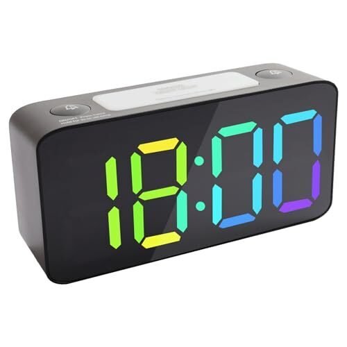 Digital Alarm Clock, RGB Colorful LED Clock, Alarm Clocks Bedside Mains Black
