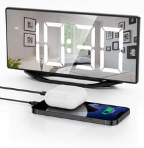 Digital Alarm Clocks for 7.79inch ×1.74inch × 4.02inch, Black-white Digits