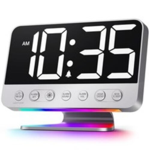 Digital Alarm Clocks for Bedrooms: Large Bold Number 5 Brightness Dimmer -