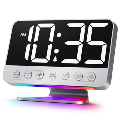 Digital Alarm Clocks for Bedrooms: Large Bold Number 5 Brightness Dimmer -