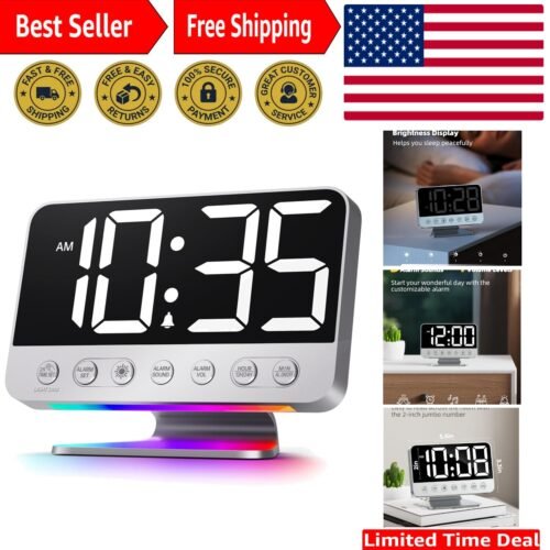 Digital Alarm Clocks for Bedrooms: Large Bold Number 5 Brightness Dimmer - Ea...