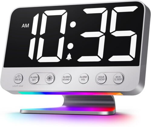 Digital Alarm Clocks for Bedrooms: Large Bold Number 5 Brightness Dimmer - Easy