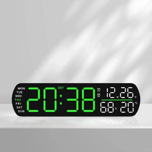 Digital Alarm Clock TEMP Humidity Date 2 Alarms Countdown Timing DST Snooze Tabl