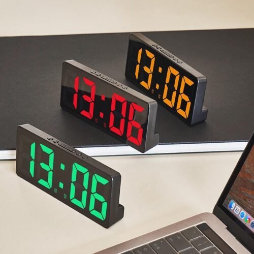 Digital Alarm Clock, Voice Control, Snooze, Night Mode, LED Display, 12/24h, Des