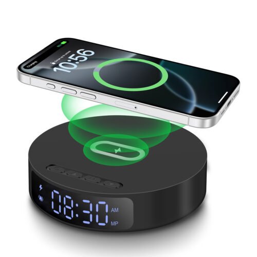 Digital Alarm Clock With 15W Wireless Charger Station For Samsung Galaxy S25 S24
