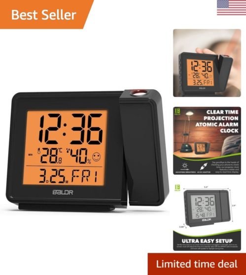 Digital Alarm Clock with Ceiling Projection - Easy to Read - Time & Temperature