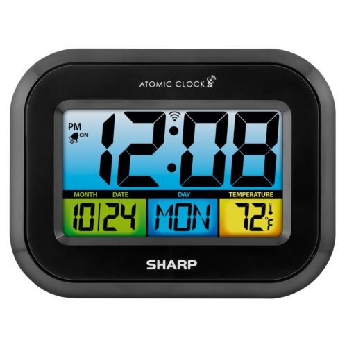 Digital Alarm Clock with LCD Display – Always-On Backlight, Adjustable Bright...